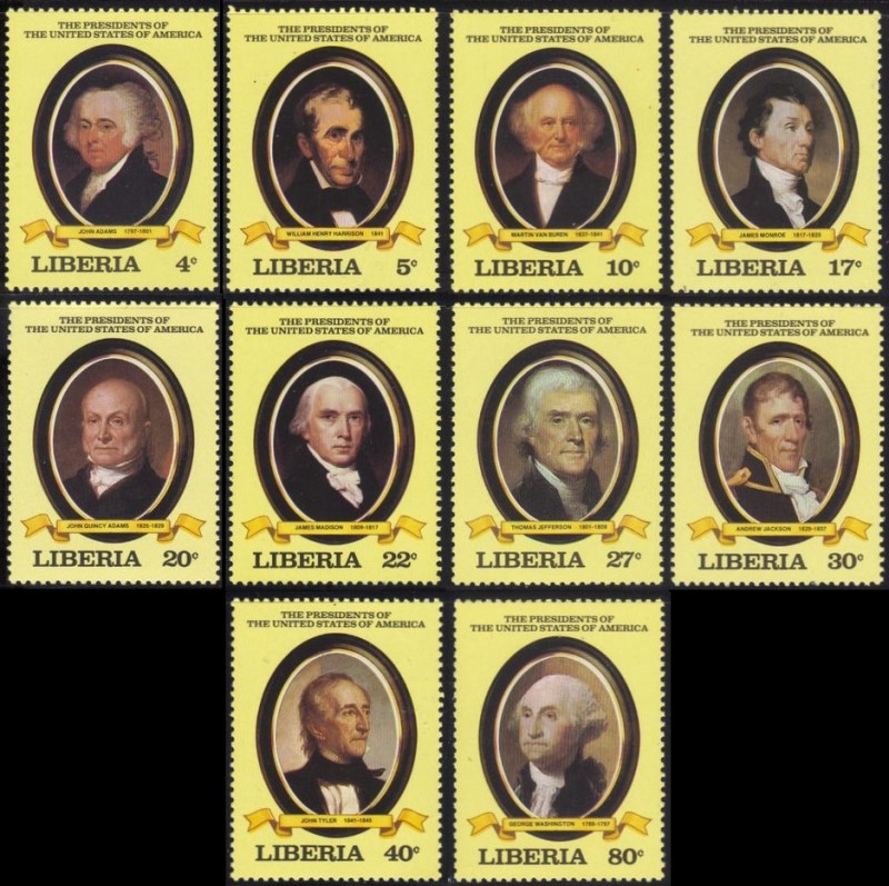 Liberia 1981 Presidents of the United States (1st series) Stamps Liberia 1981 Presidents of the United States (1st series) Stamps